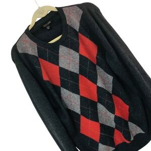 Ethan Pierce Argyle 2-Ply Cashmere Sweater Mens XL Old Money Preppy Grandpa Core